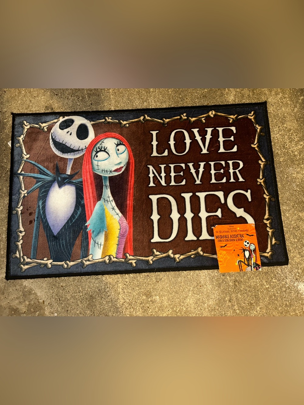 The Nightmare Before Christmas Jack and Sally 'Love Never Dies' Accent Rug